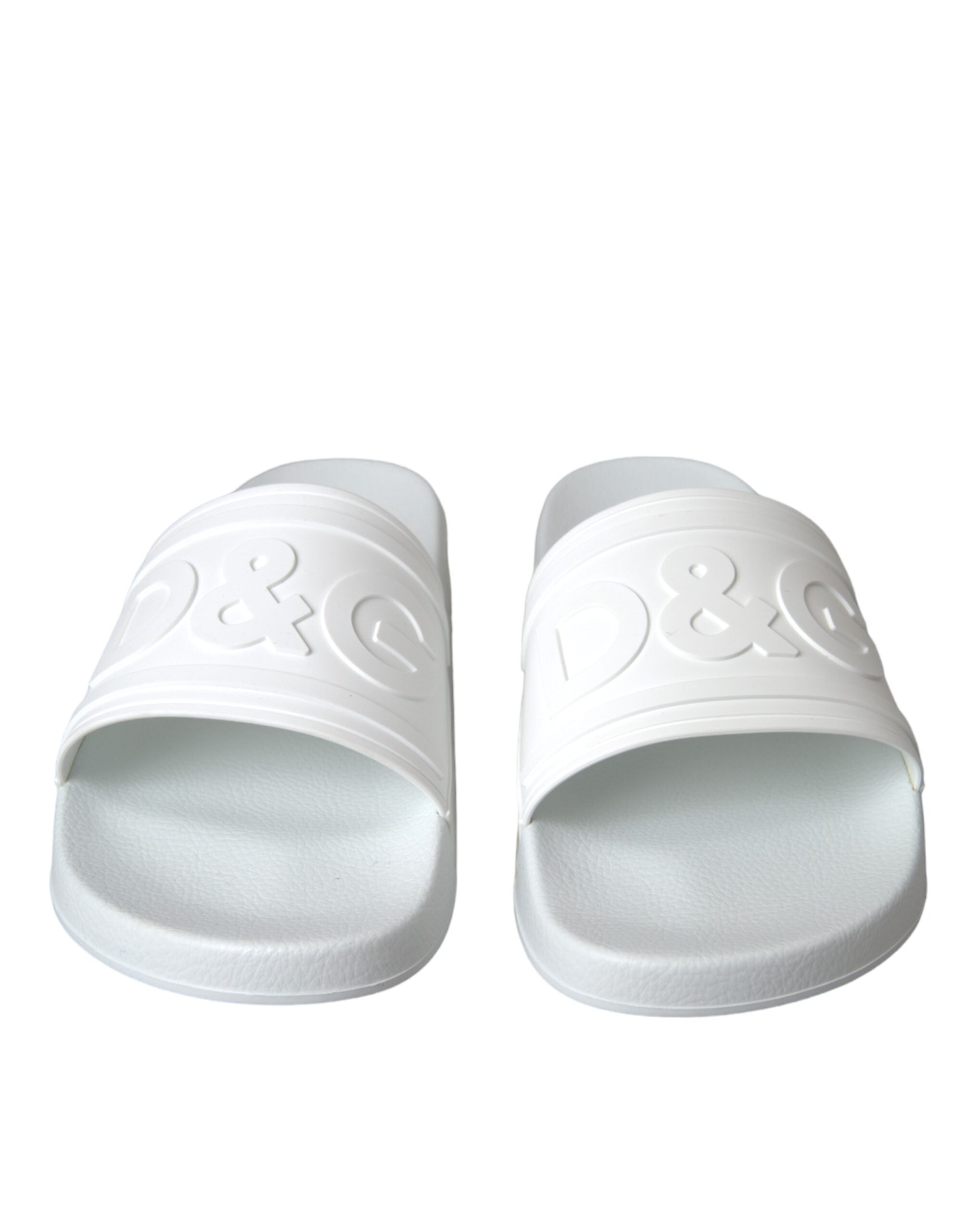 Dolce & Gabbana White Rubber Slides Sandals Beachwear Παπούτσια