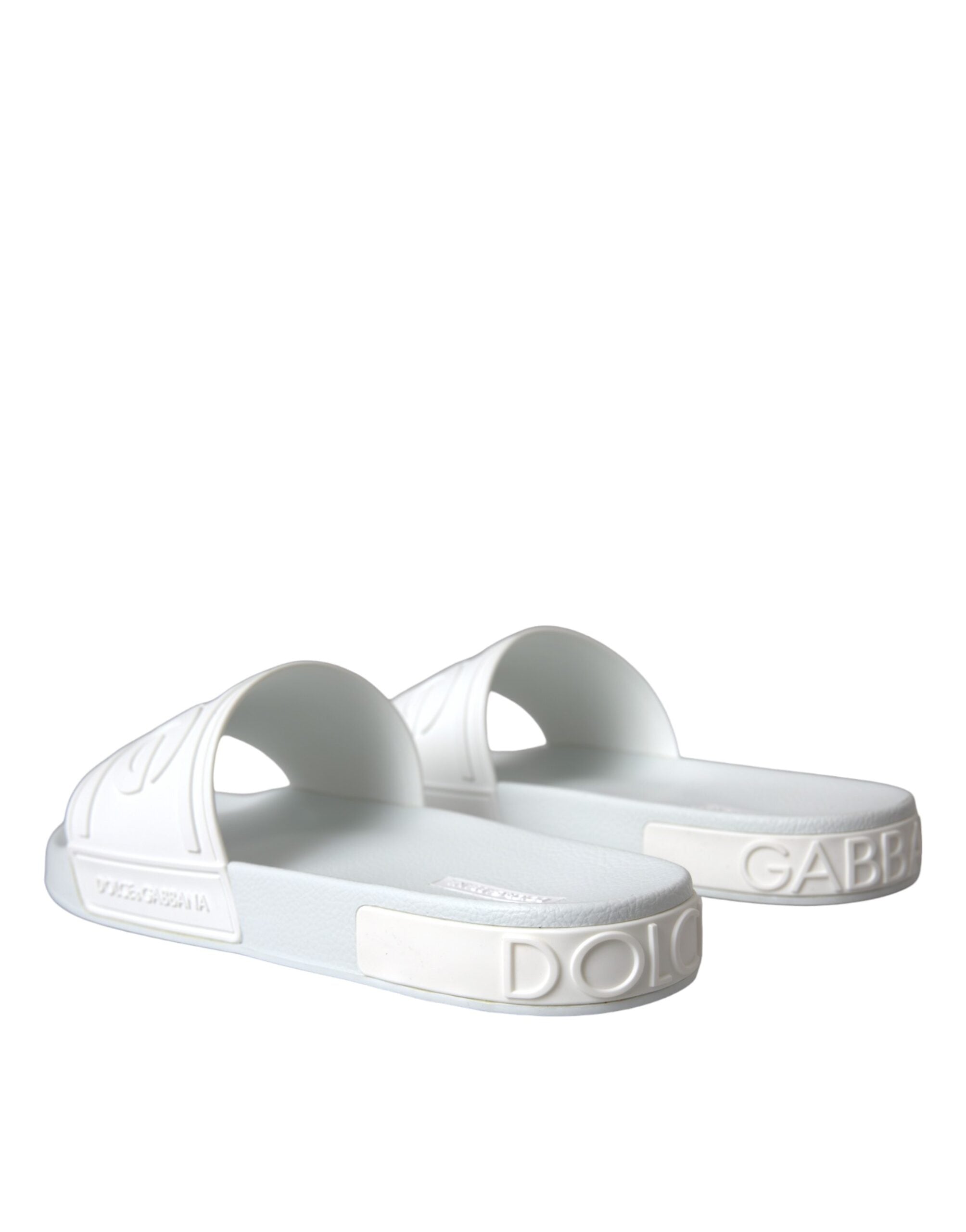 Dolce & Gabbana White Rubber Slides Sandals Beachwear Παπούτσια