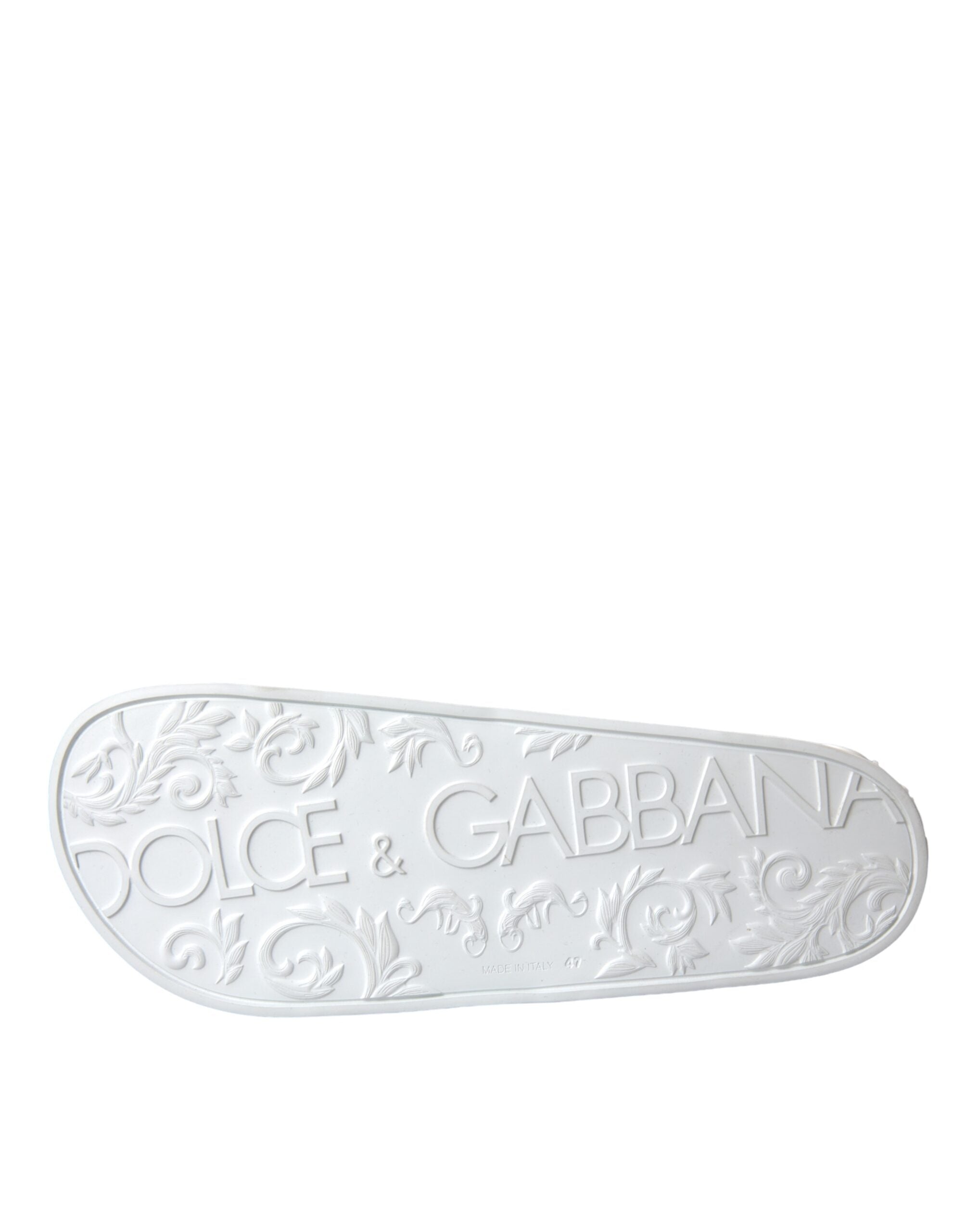 Dolce & Gabbana White Rubber Slides Sandals Beachwear Παπούτσια