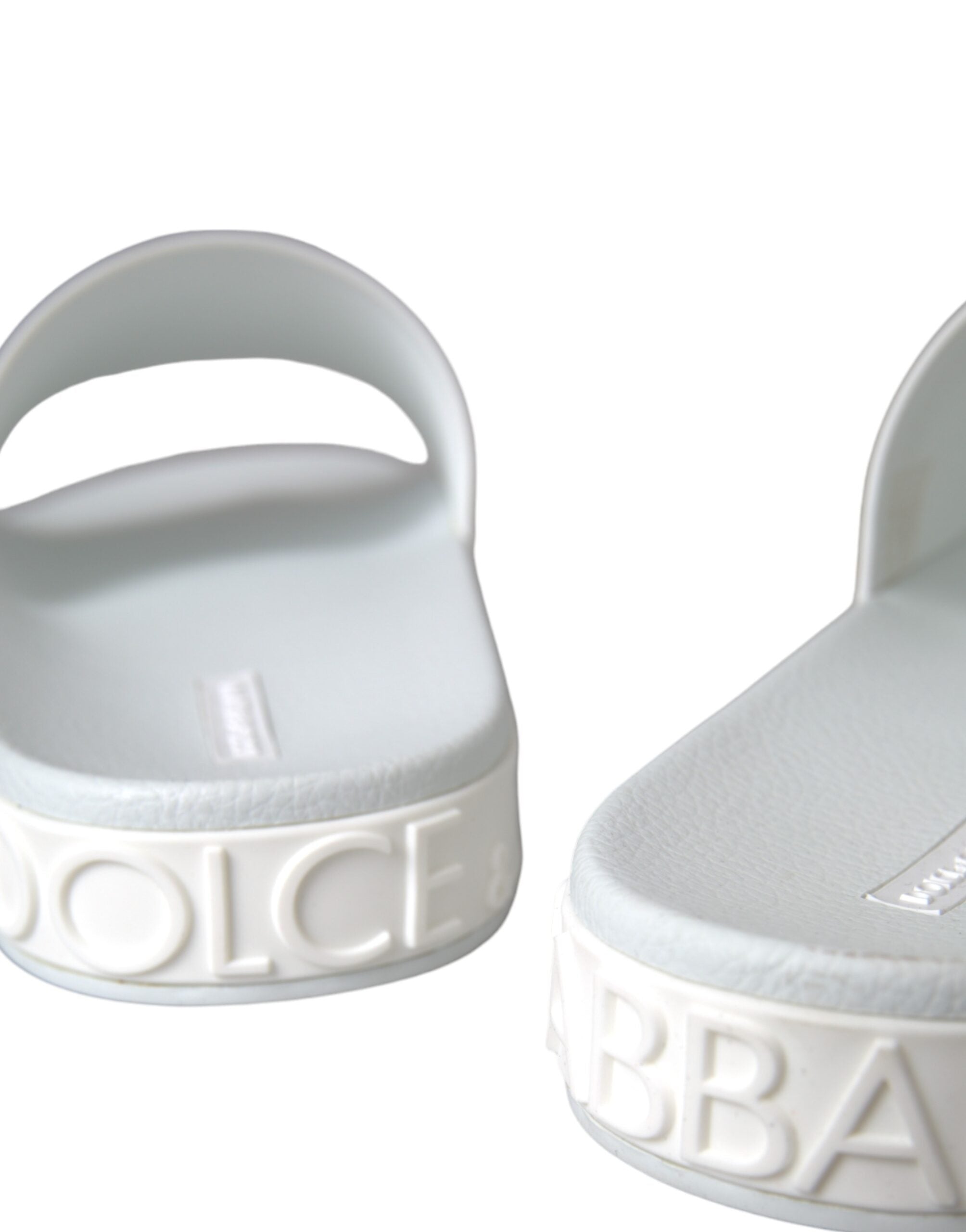 Dolce & Gabbana White Rubber Slides Sandals Beachwear Παπούτσια