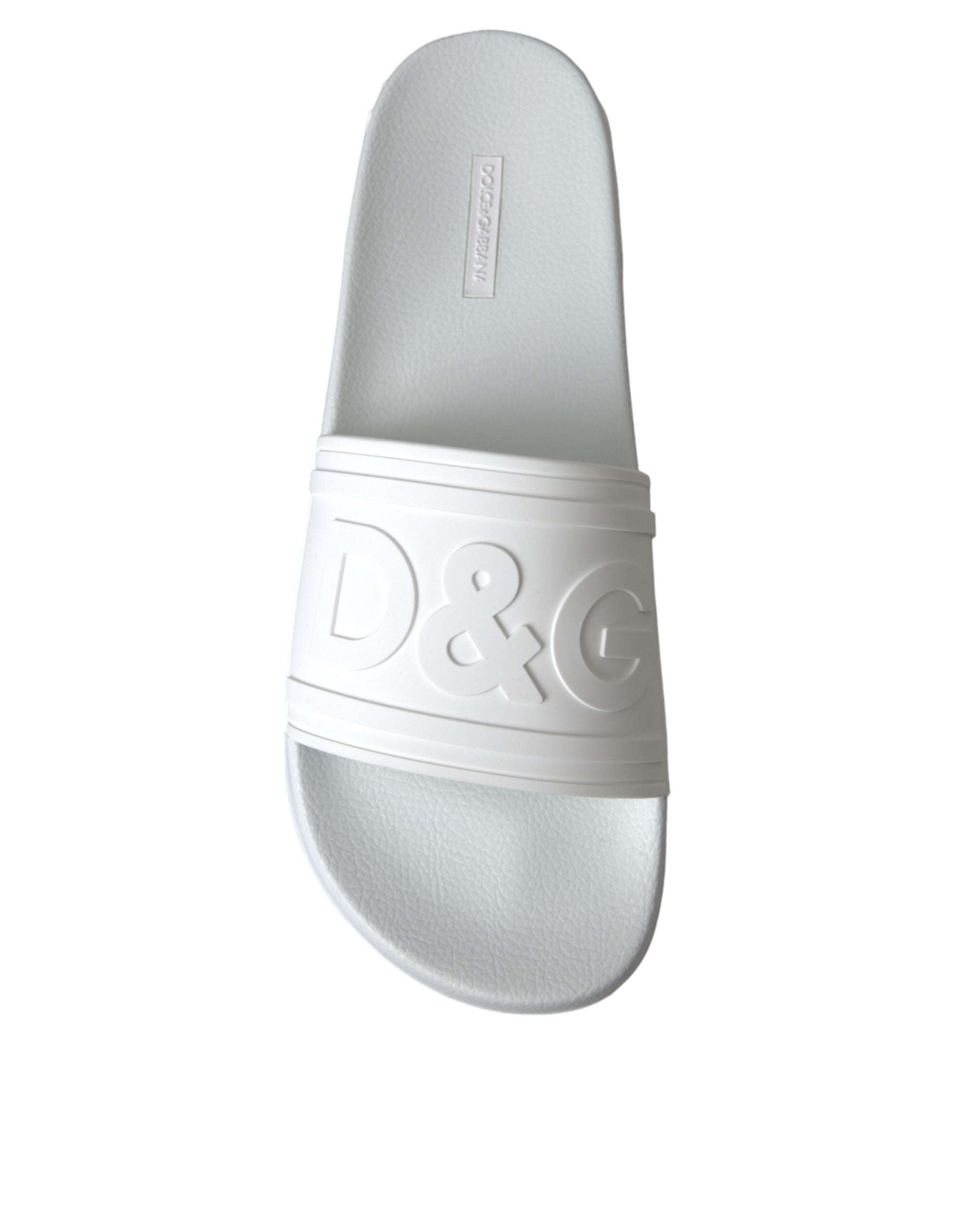 Dolce & Gabbana White Rubber Slides Sandals Beachwear Παπούτσια
