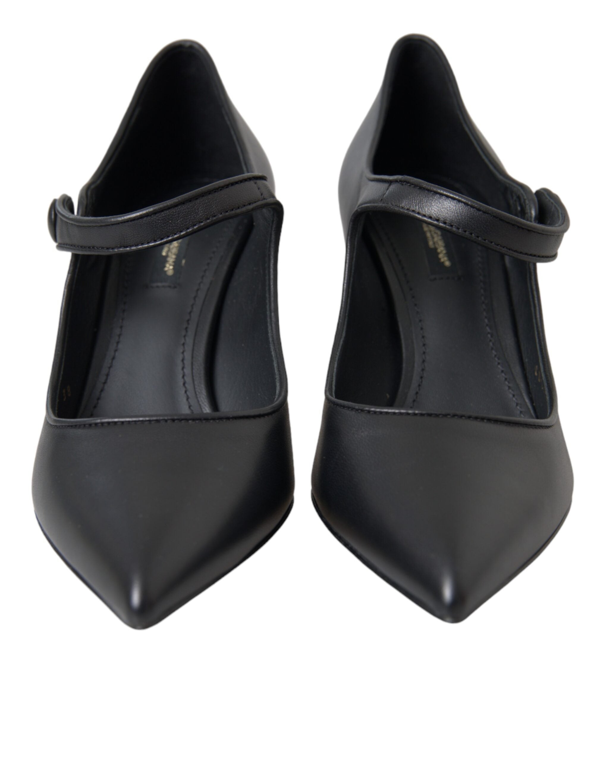 Dolce & Gabbana Μαύρο Δερμάτινο Λογότυπο Γόβες Mary Janes Pumps Παπούτσια