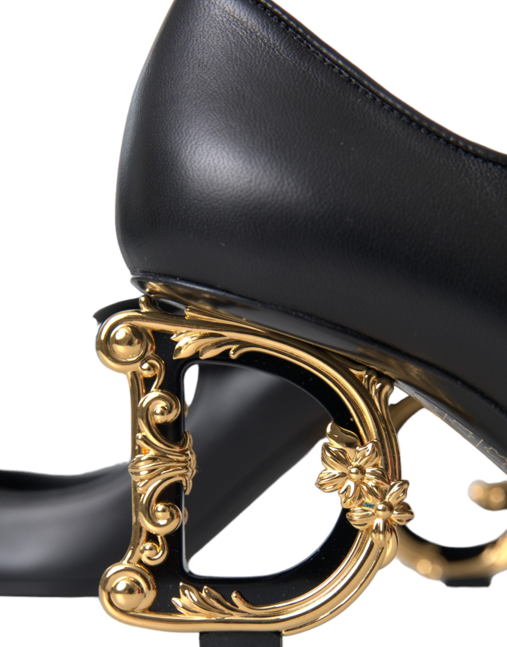 Dolce & Gabbana Μαύρο Δερμάτινο Λογότυπο Γόβες Mary Janes Pumps Παπούτσια