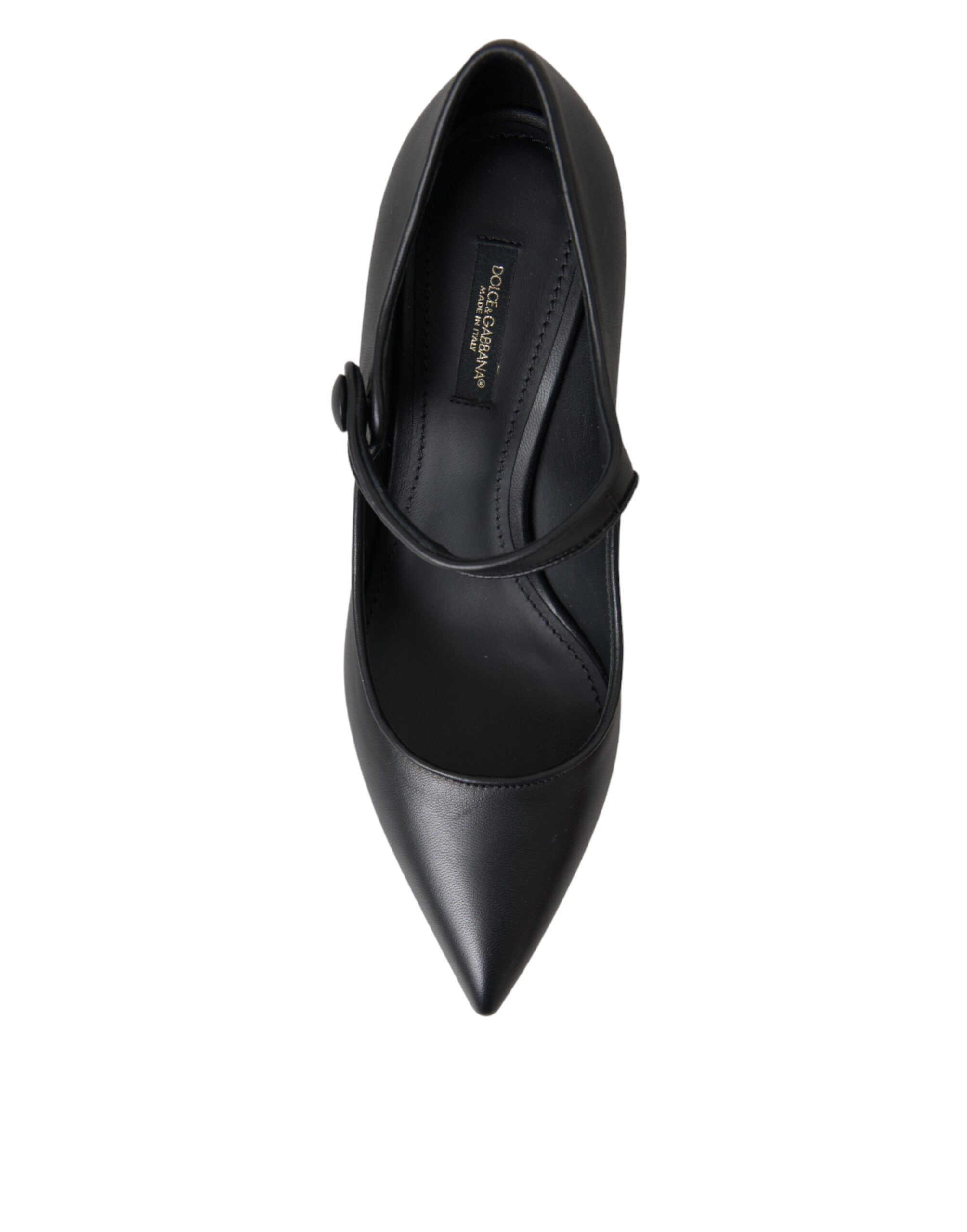 Dolce & Gabbana Μαύρο Δερμάτινο Λογότυπο Γόβες Mary Janes Pumps Παπούτσια