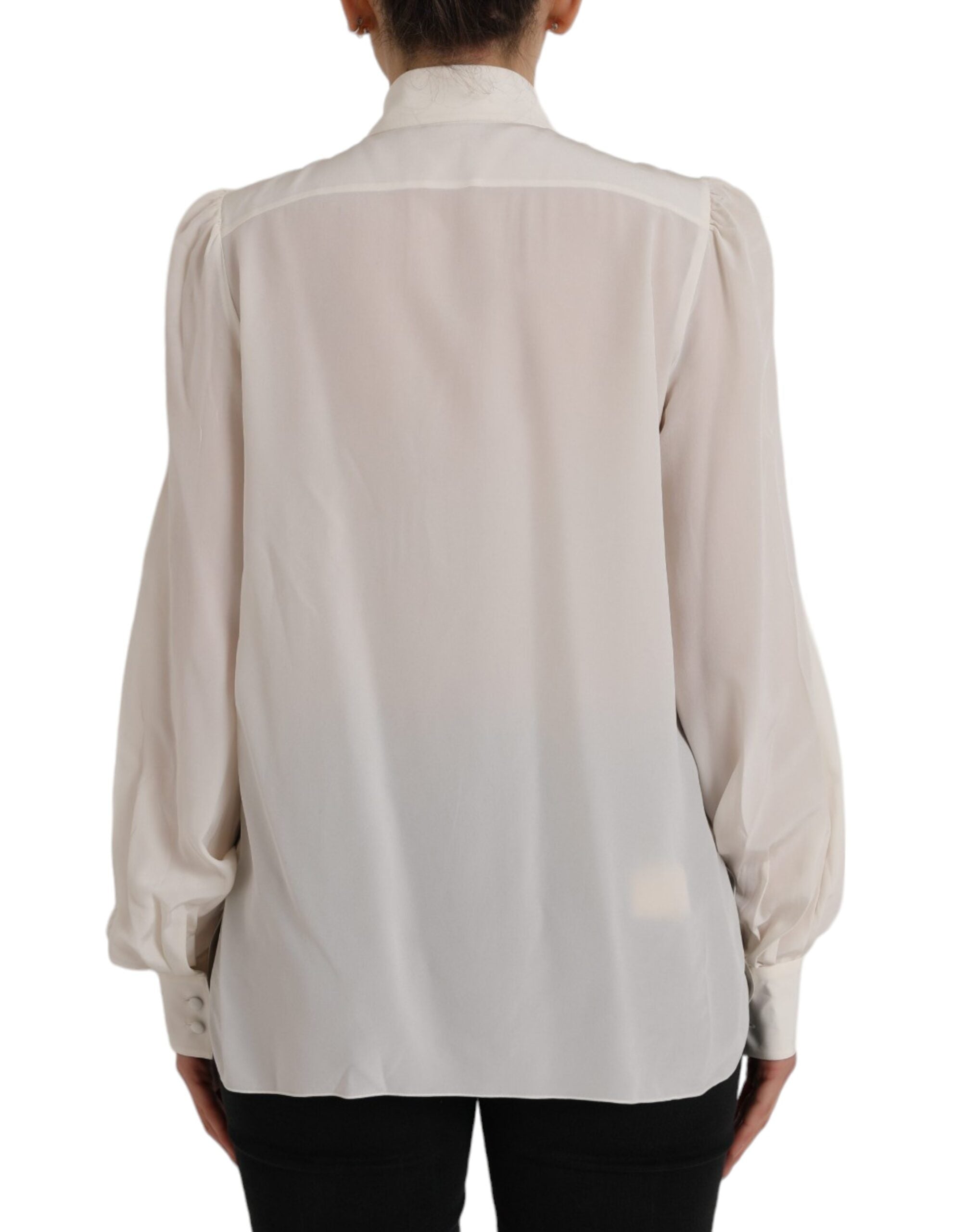 Μπλούζα με μακρυμάνικο κουμπιά Dolce & Gabbana Off White