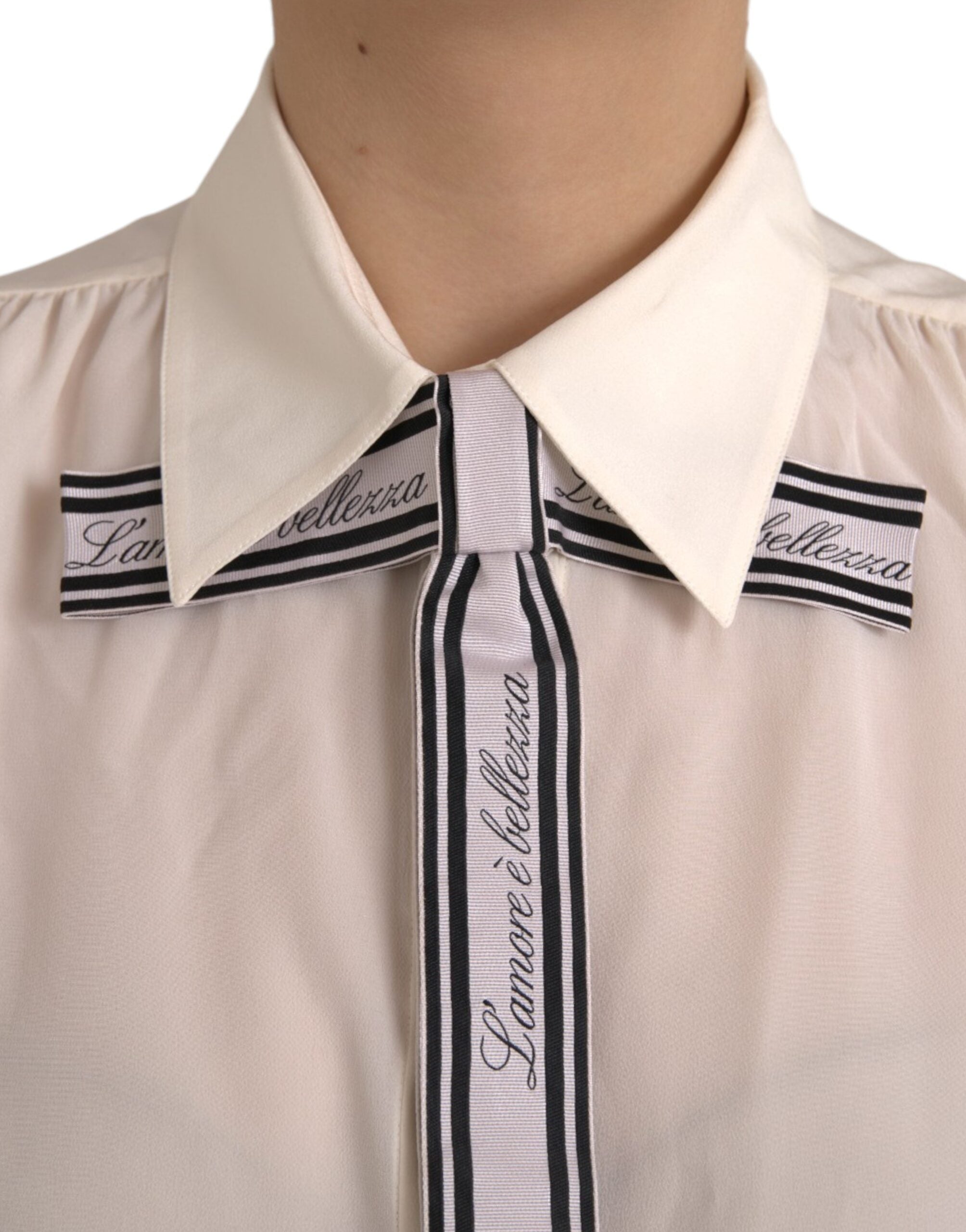 Μπλούζα με μακρυμάνικο κουμπιά Dolce & Gabbana Off White