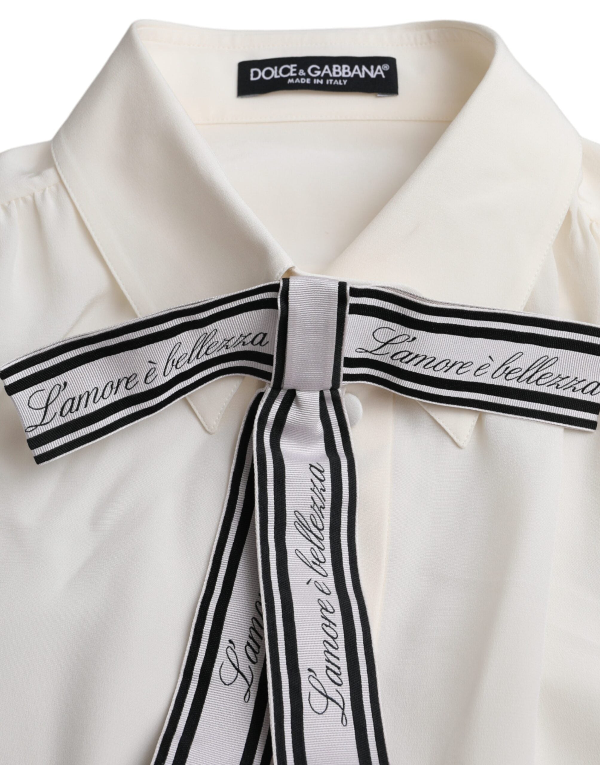Μπλούζα με μακρυμάνικο κουμπιά Dolce & Gabbana Off White
