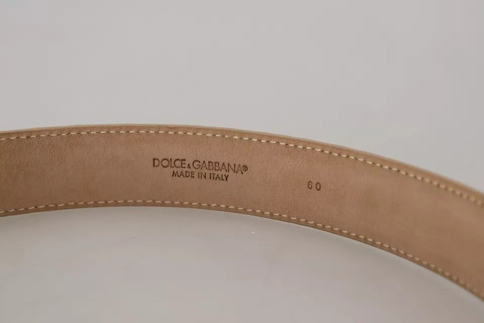 Dolce & Gabbana Beige Δερμάτινη Πόρπη με Κρυστάλλινη Γυναικεία Ζώνη