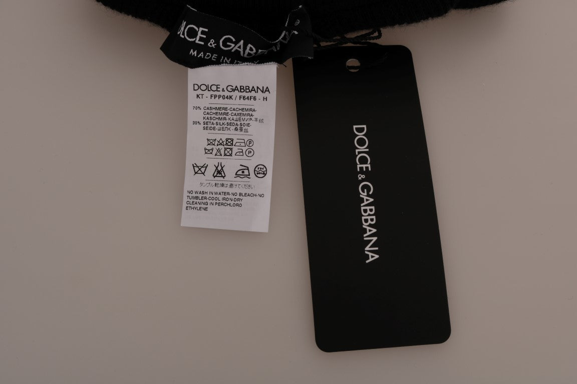 Κομψό μαύρο κασμίρ μεταξωτό Stretch παντελόνι Dolce & Gabbana