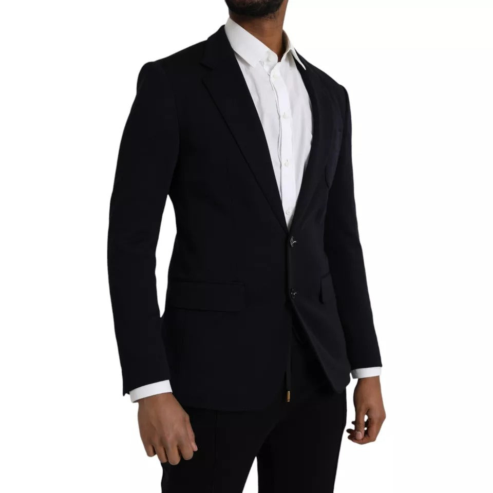 Dolce & Gabbana Blue Wool Notch Single Breasted Blazer