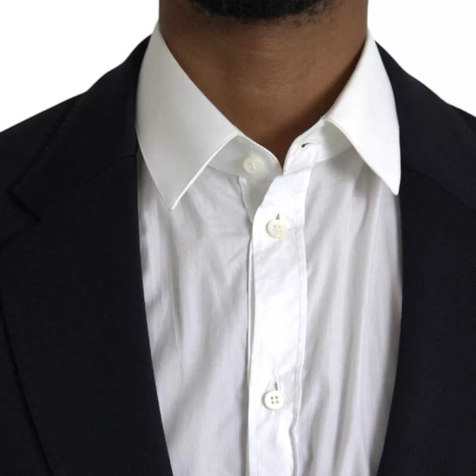 Dolce & Gabbana Blue Wool Notch Single Breasted Blazer