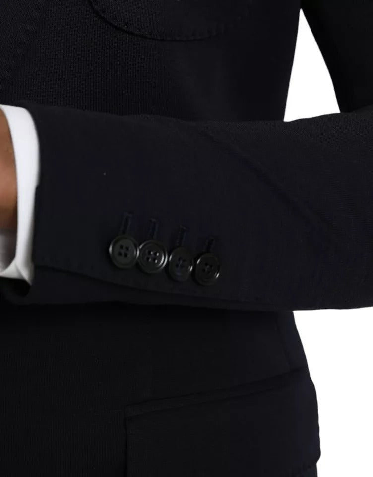 Dolce & Gabbana Blue Wool Notch Single Breasted Blazer