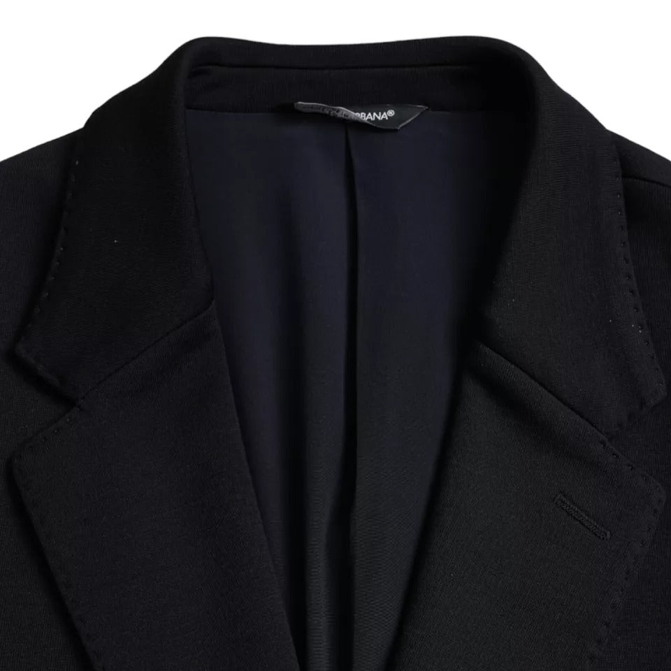 Dolce & Gabbana Blue Wool Notch Single Breasted Blazer