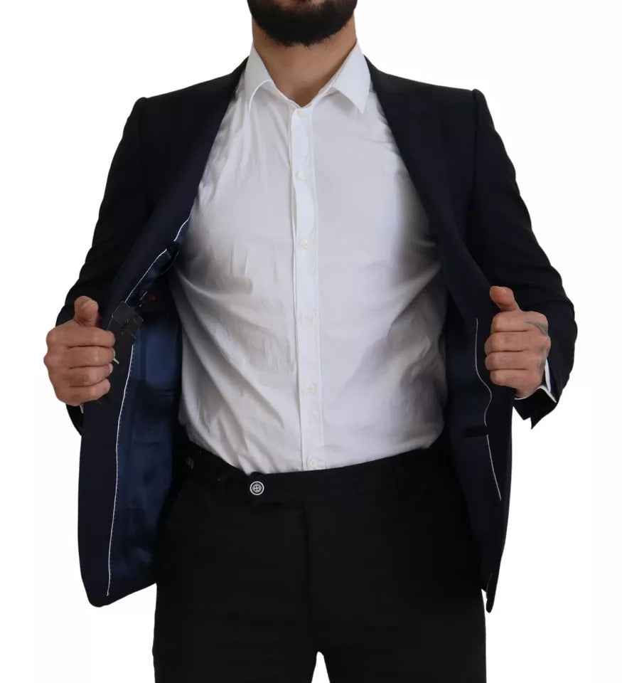 Ανδρικό σακάκι με μονό στήθος Dolce & Gabbana Blue Wool