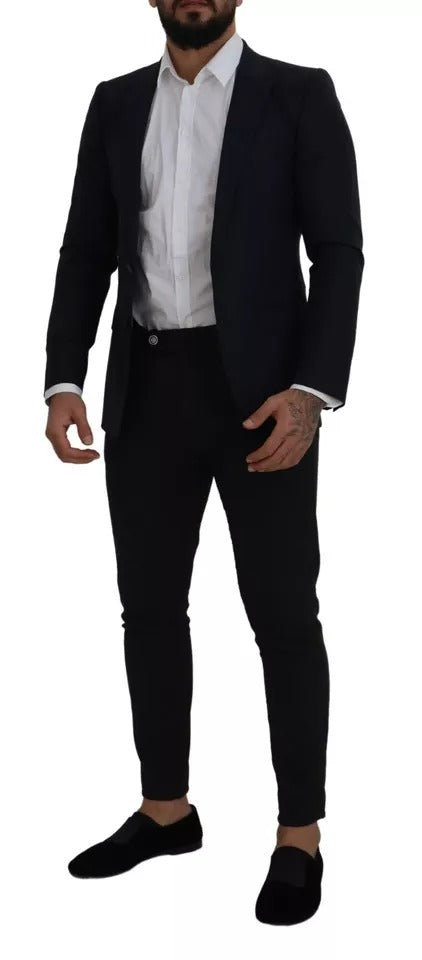 Ανδρικό σακάκι με μονό στήθος Dolce & Gabbana Blue Wool