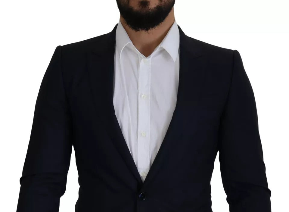 Ανδρικό σακάκι με μονό στήθος Dolce & Gabbana Blue Wool