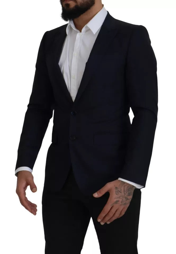 Ανδρικό σακάκι με μονό στήθος Dolce & Gabbana Blue Wool