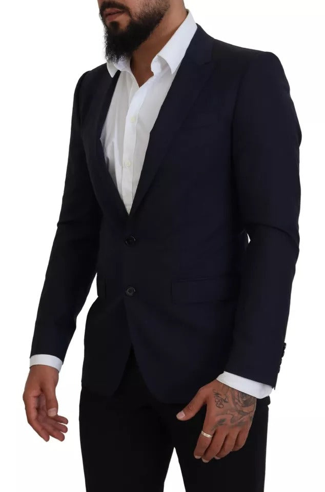 Dolce & Gabbana Blue Wool Slim Fit Επίσημο Παλτό Ανδρικό σακάκι