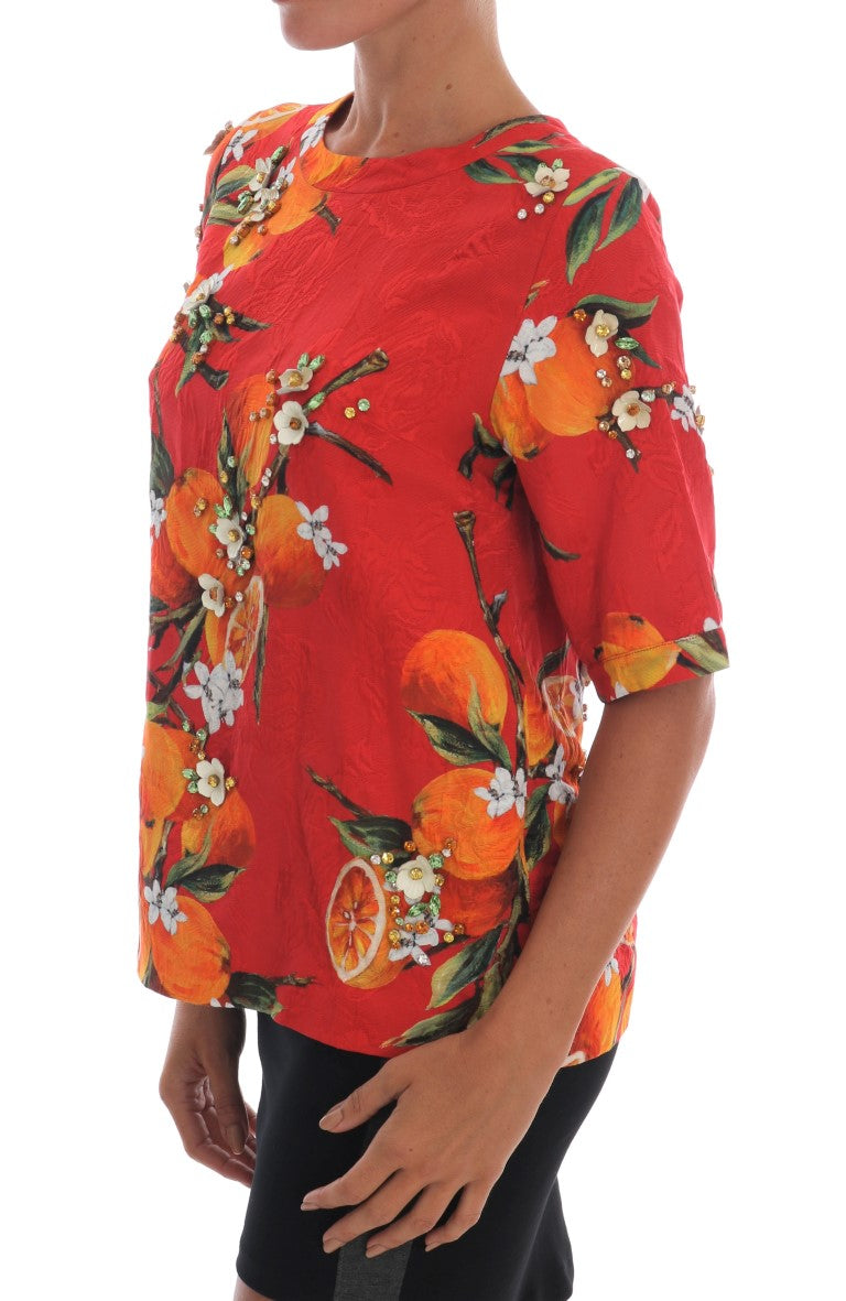 Διακοσμημένη κρεπ μπλούζα Dolce & Gabbana με στάμπα Blossom