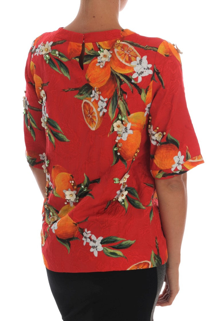 Διακοσμημένη κρεπ μπλούζα Dolce & Gabbana με στάμπα Blossom