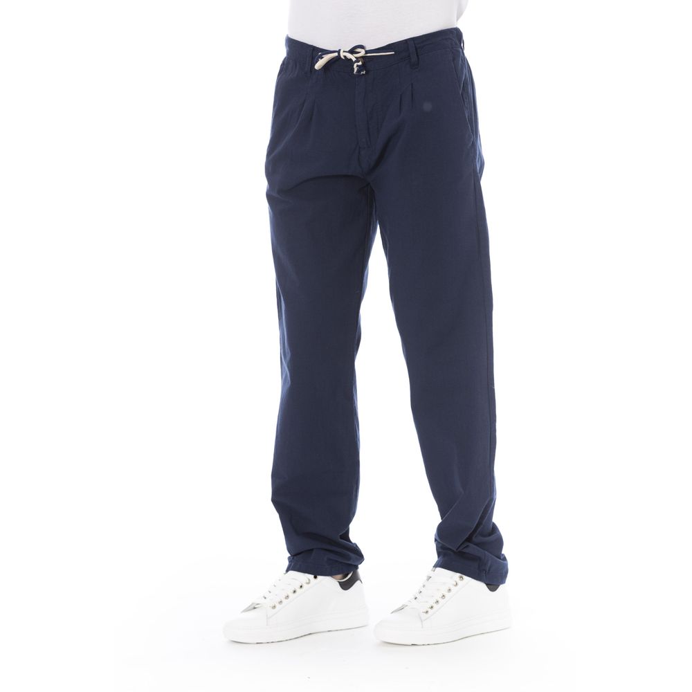 Baldinini Trend Μπλε βαμβακερό ανδρικό παντελόνι Chino