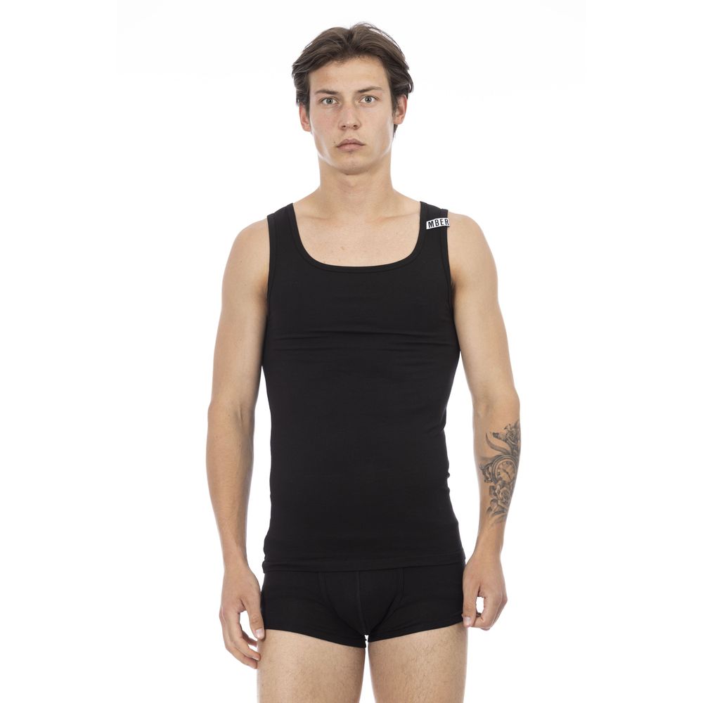 Ανδρικό φανελάκι από μαύρο βαμβάκι Bikkembergs