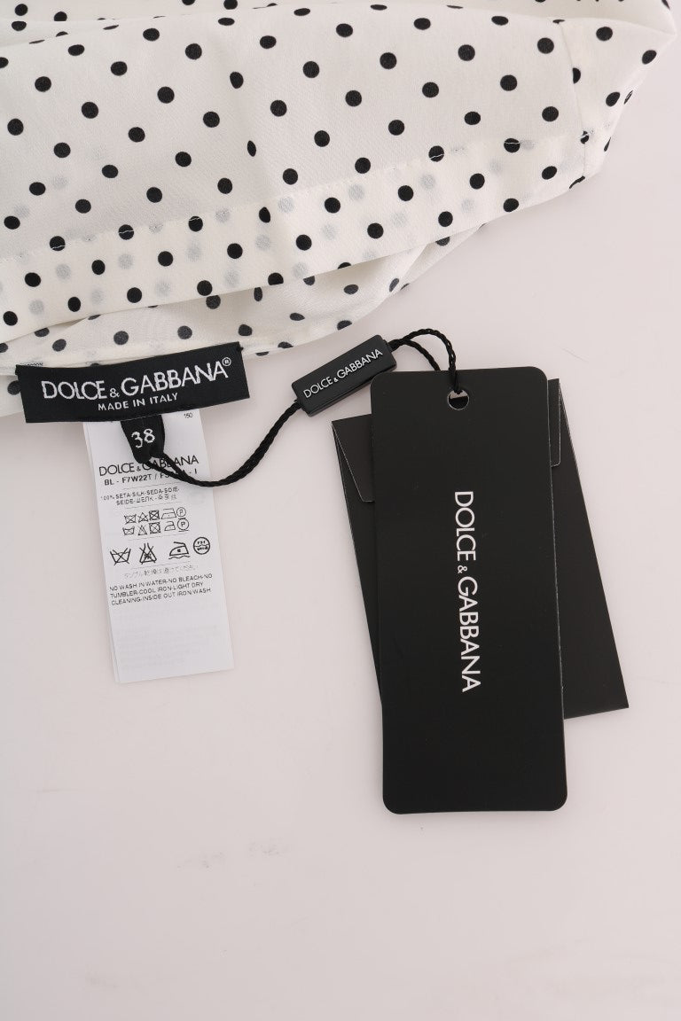 Dolce & Gabbana Chic πουά μεταξωτή μπλούζα