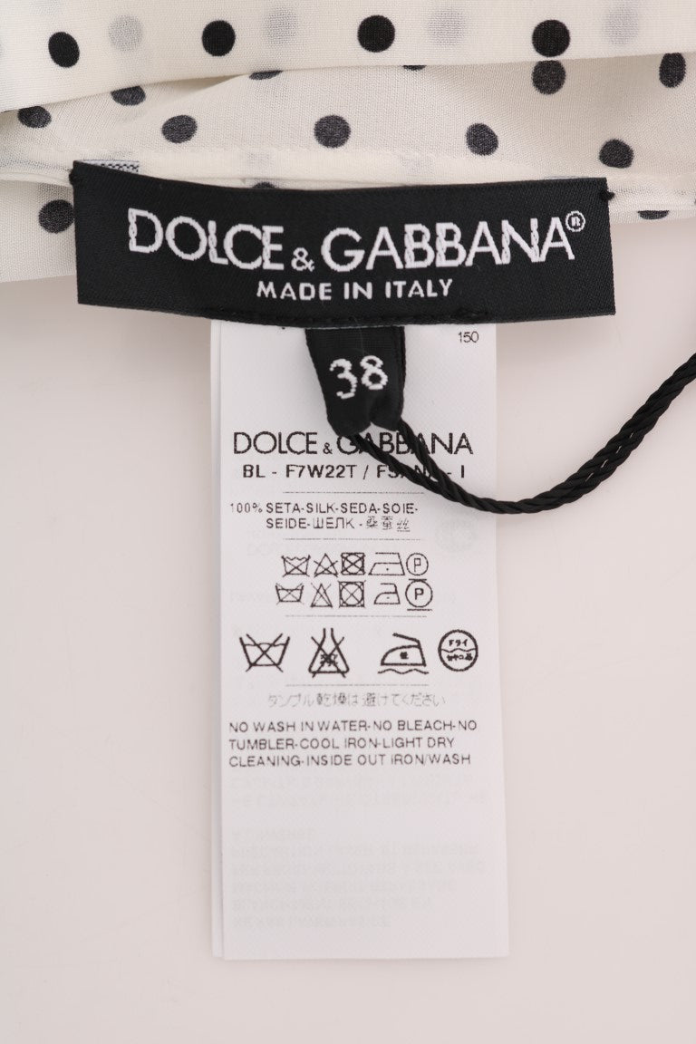 Dolce & Gabbana Chic πουά μεταξωτή μπλούζα