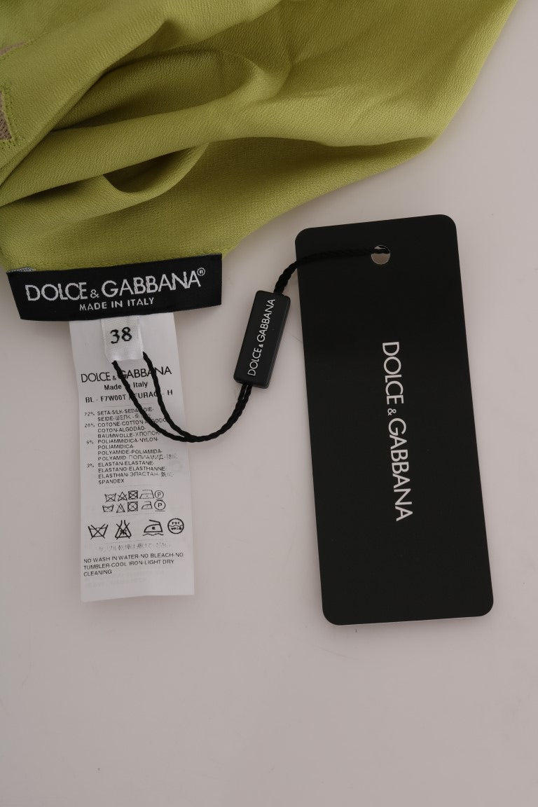 Κομψή φλοράλ δαντέλα μεταξωτή μπλούζα Dolce & Gabbana