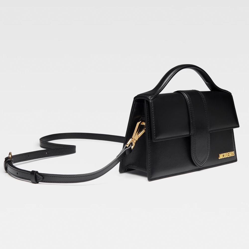 Jacquemus Μαύρη δερμάτινη τσάντα χιαστί