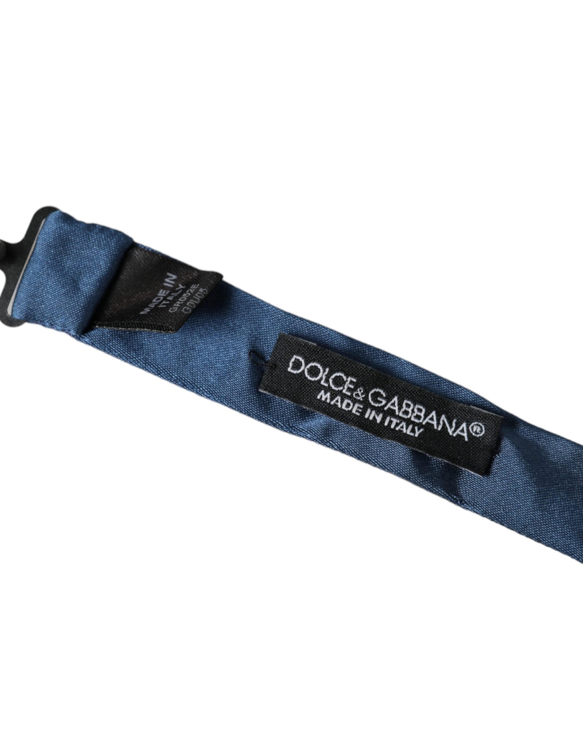 Ανδρικό παπιγιόν Dolce & Gabbana Μπλε Σατέν Μεταξωτό Ρυθμιζόμενο Λαιμό