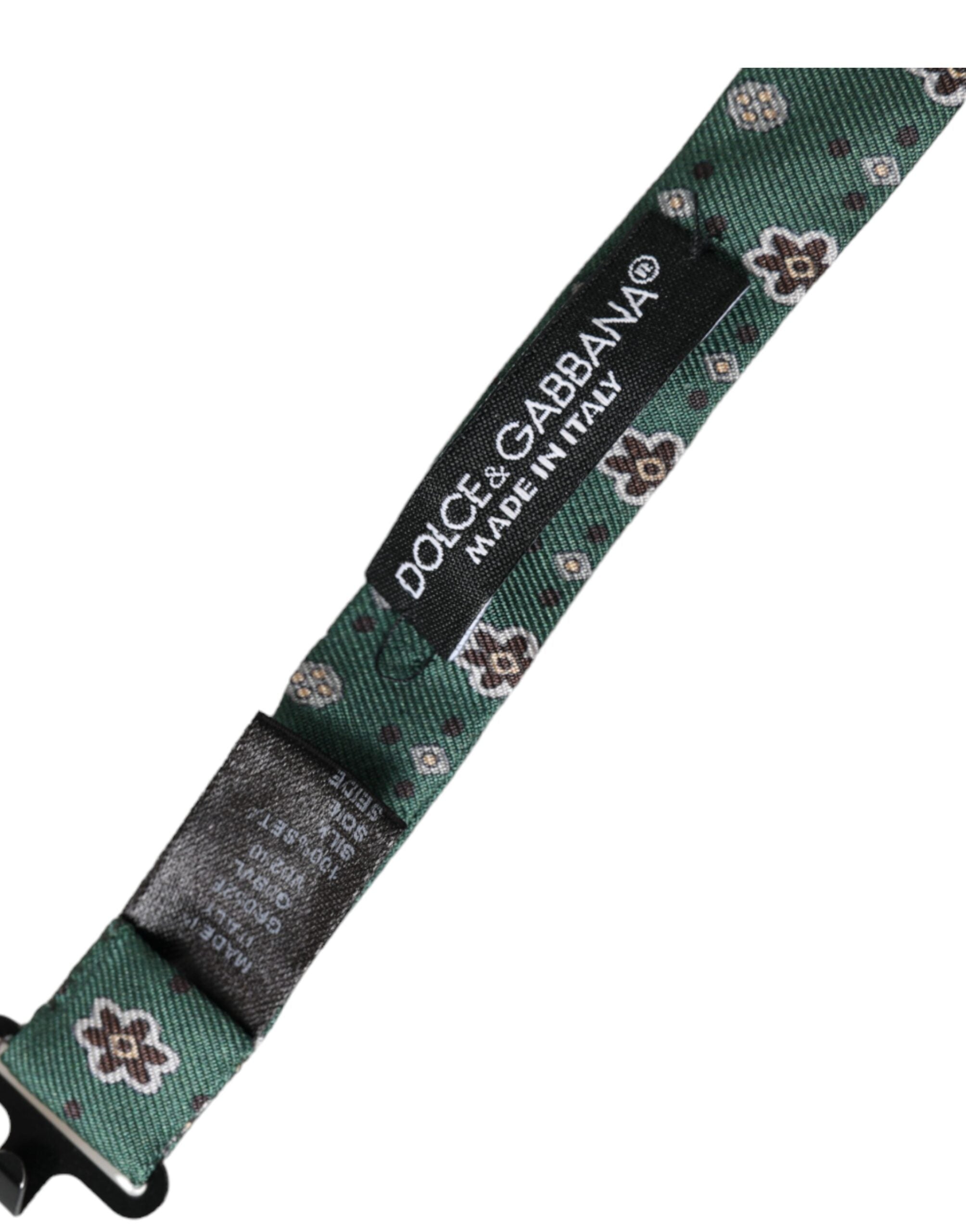 Ανδρικό παπιγιόν Dolce & Gabbana Mint Green Floral με ρυθμιζόμενο λαιμό