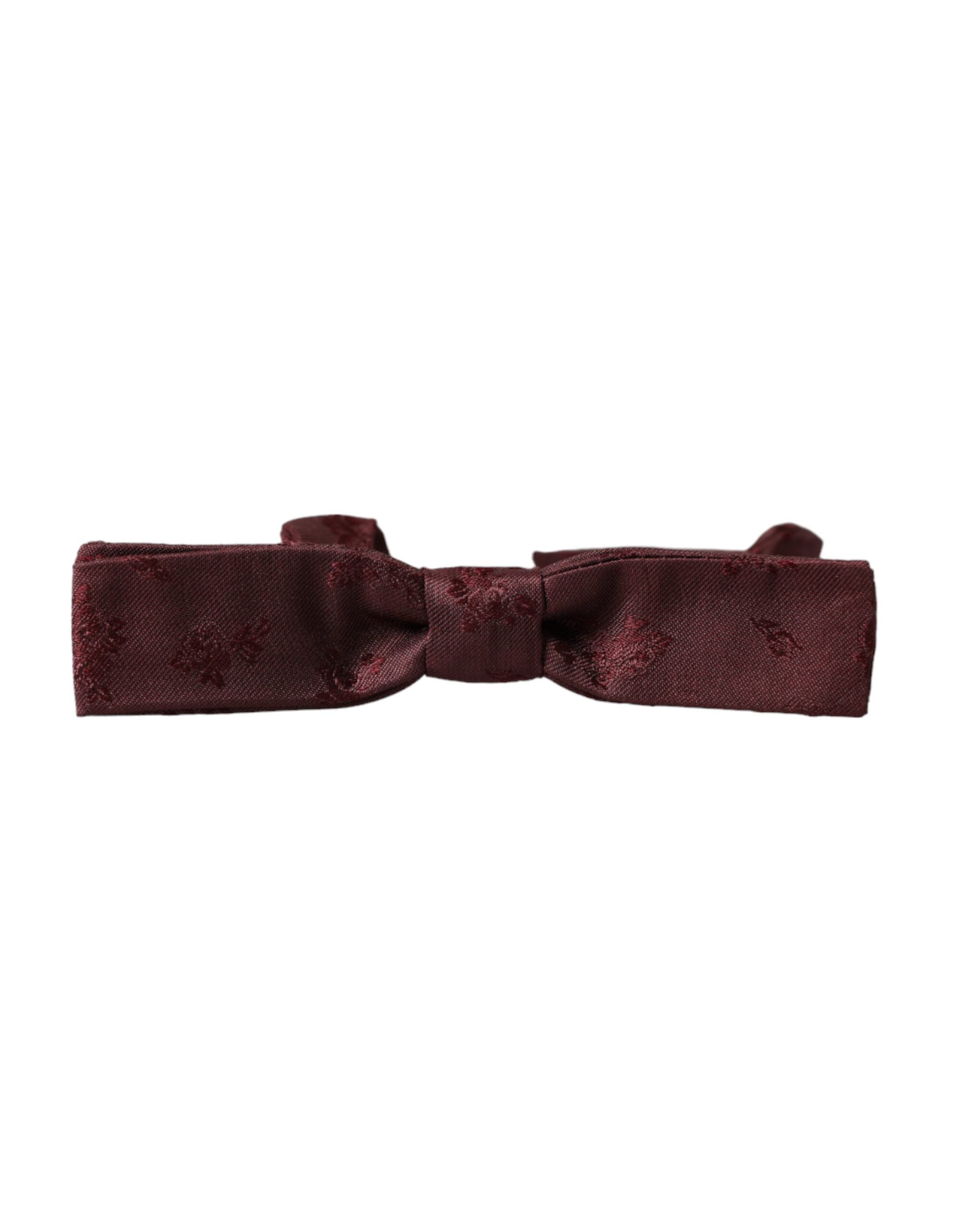 Ανδρικό παπιγιόν Dolce & Gabbana Maroon με φλοράλ μεταξωτό ρυθμιζόμενο λαιμό
