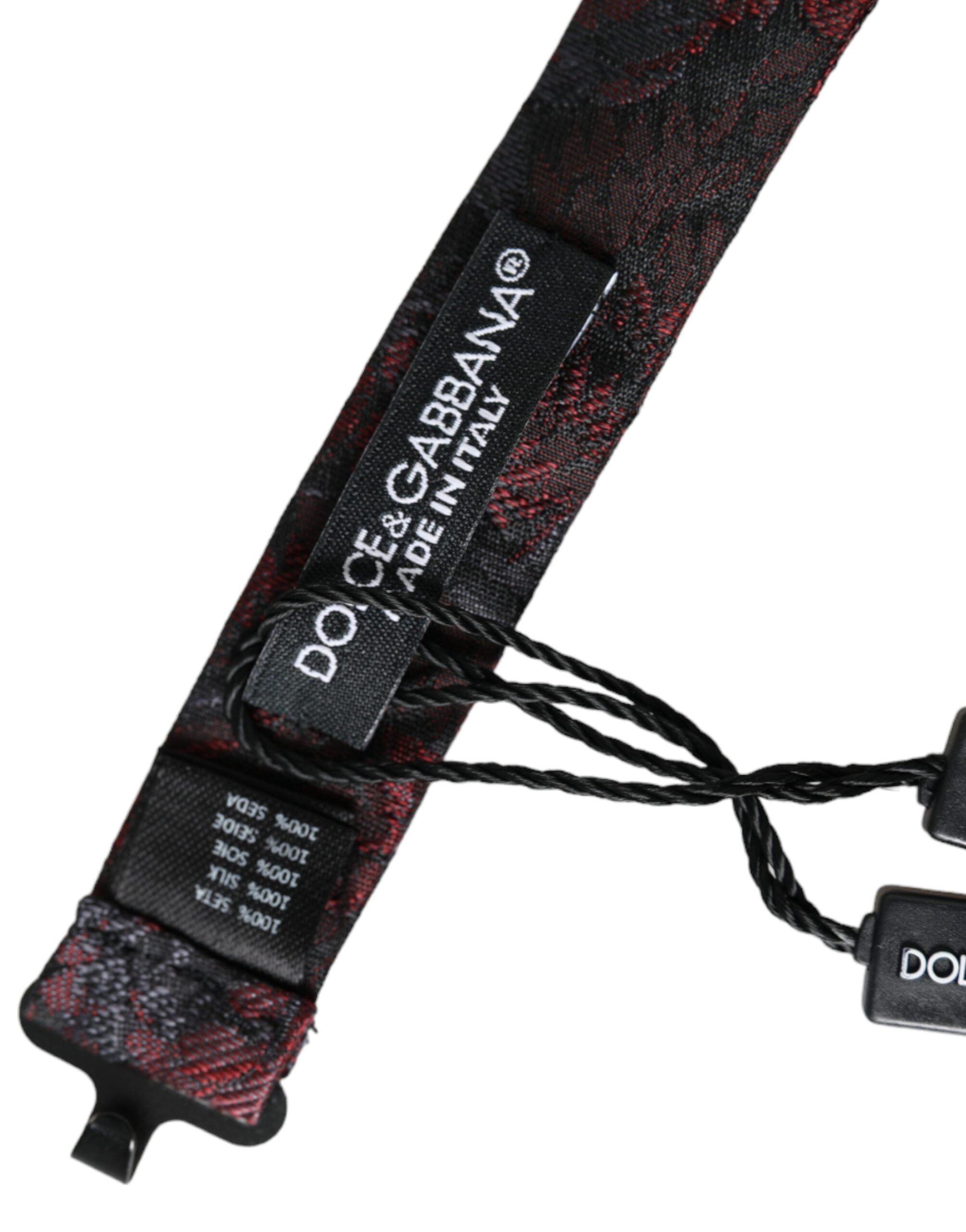 Dolce & Gabbana Red Black Floral Ανδρικό παπιγιόν με ρυθμιζόμενο λαιμό