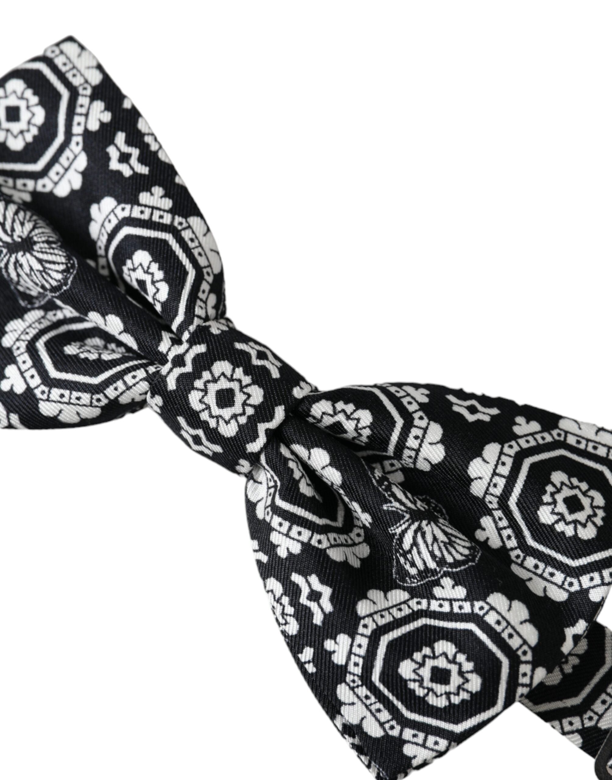 Ανδρικό παπιγιόν με ρυθμιζόμενο λαιμό Dolce & Gabbana Black White με στάμπα