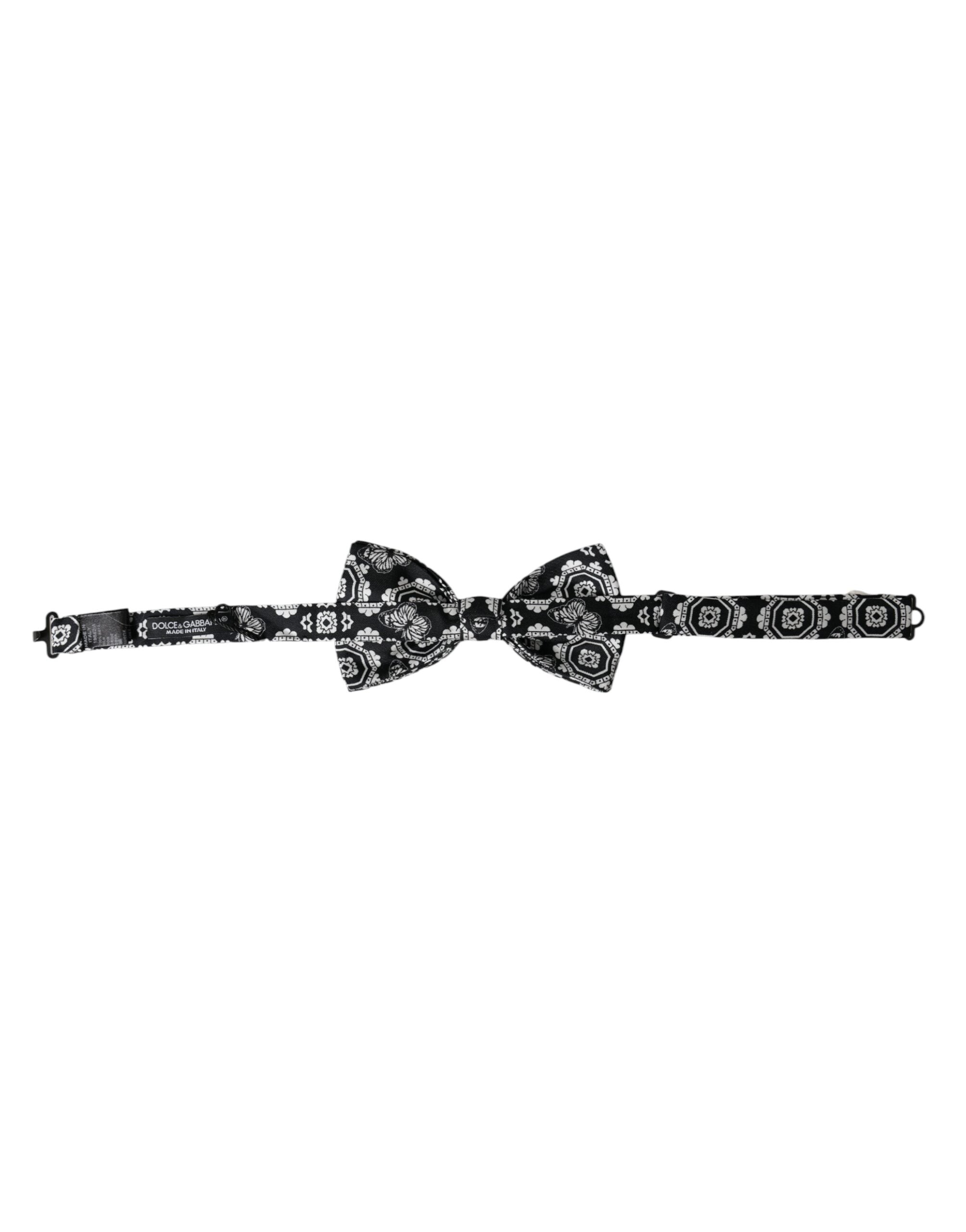 Ανδρικό παπιγιόν με ρυθμιζόμενο λαιμό Dolce & Gabbana Black White με στάμπα