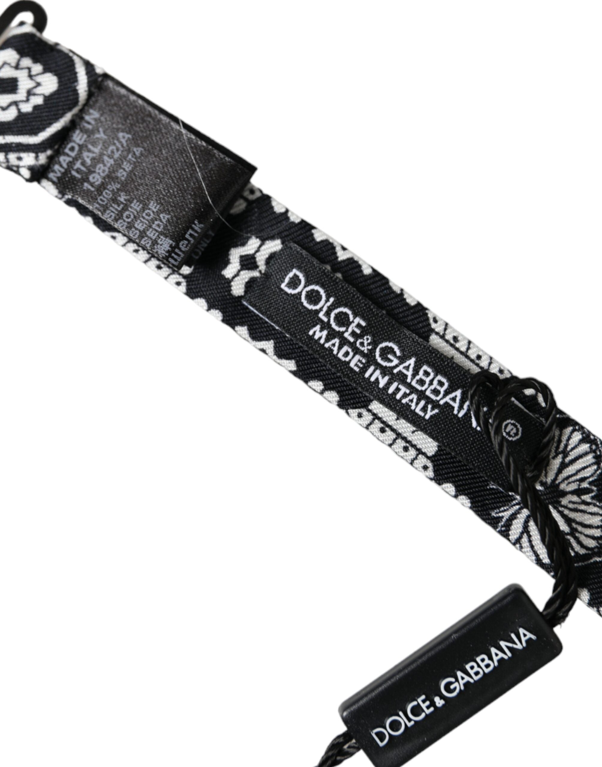 Ανδρικό παπιγιόν με ρυθμιζόμενο λαιμό Dolce & Gabbana Black White με στάμπα