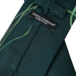 Ανδρική γραβάτα Dolce & Gabbana Green Printed 100% μεταξωτή ρυθμιζόμενη