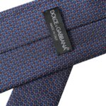 Ανδρική γραβάτα με ρυθμιζόμενο μοτίβο Dolce & Gabbana Navy Blue Silk