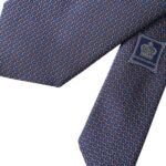Ανδρική γραβάτα με ρυθμιζόμενο μοτίβο Dolce & Gabbana Navy Blue Silk