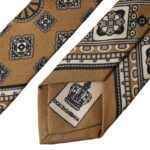 Ρυθμιζόμενη ανδρική γραβάτα Dolce & Gabbana Yellow 100% Silk Wheel Print