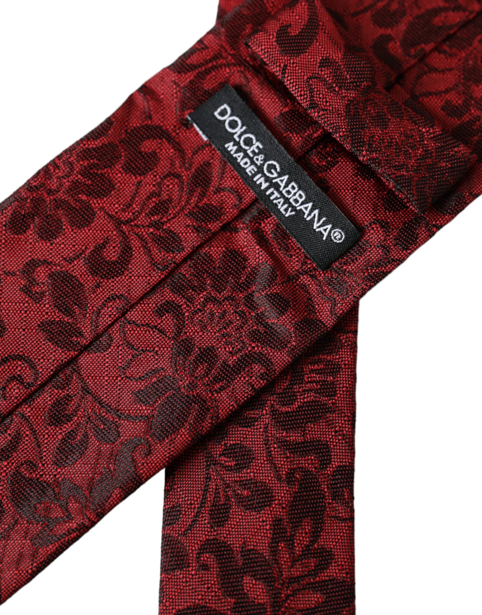 Ανδρική γραβάτα Dolce & Gabbana Red Floral Μπροκάρ Μεταξωτή Ρυθμιζόμενη