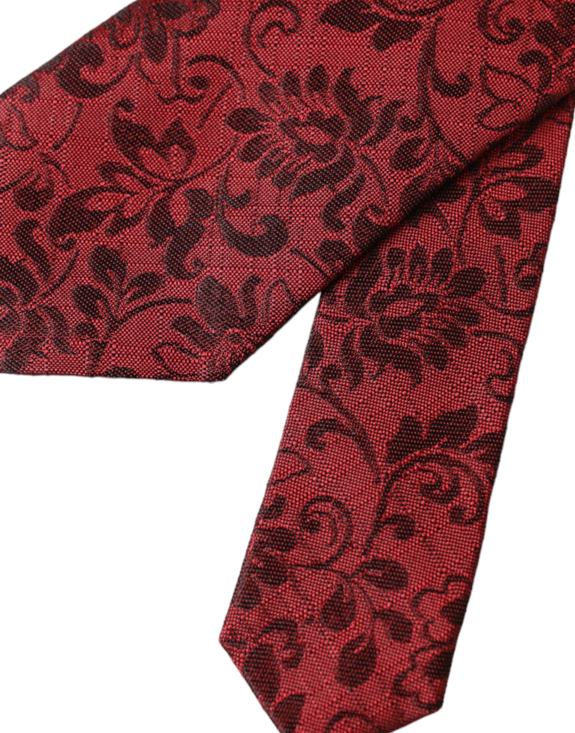 Ανδρική γραβάτα Dolce & Gabbana Red Floral Μπροκάρ Μεταξωτή Ρυθμιζόμενη