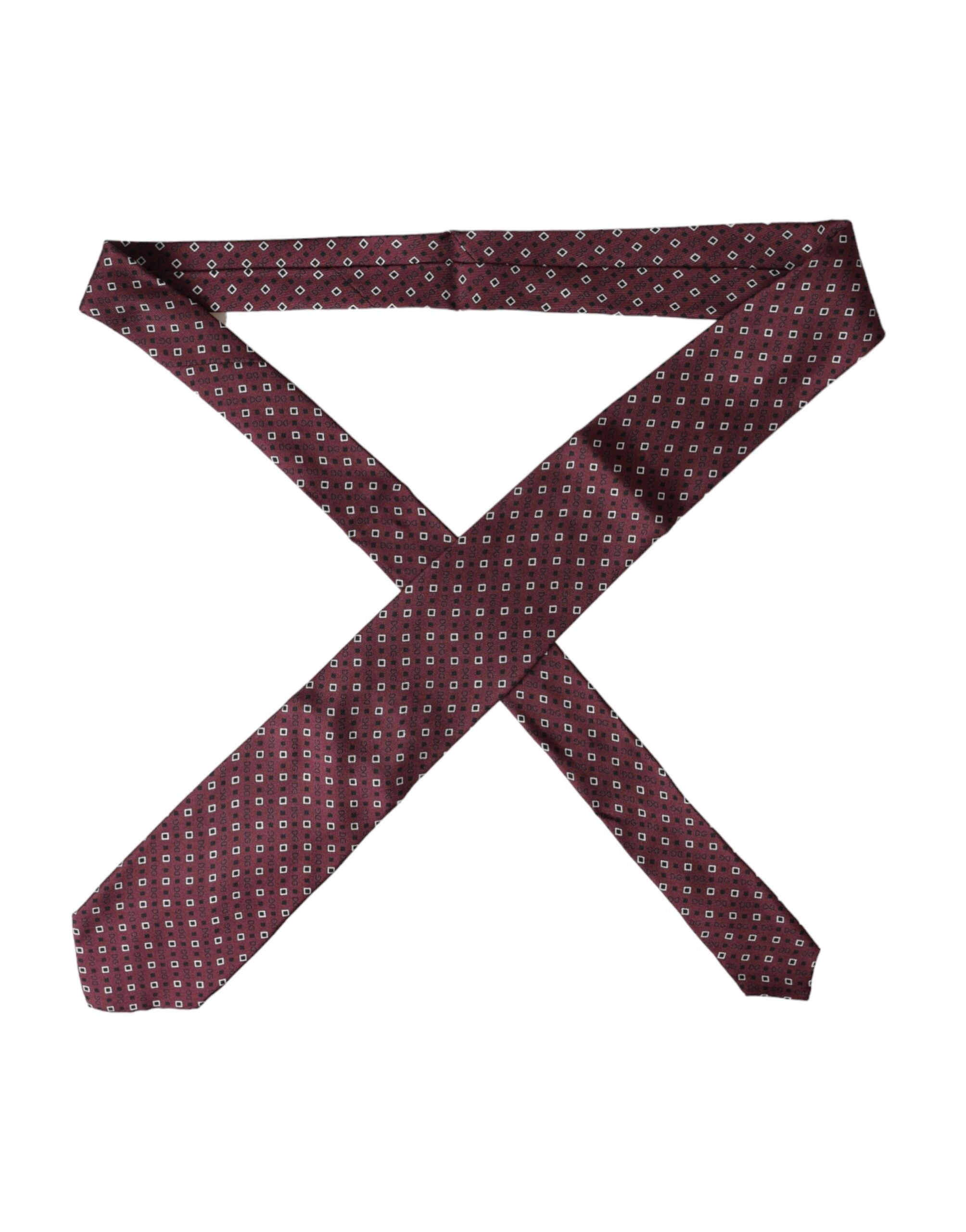Ρυθμιζόμενη ανδρική γραβάτα με λογότυπο Dolce & Gabbana Maroon Silk