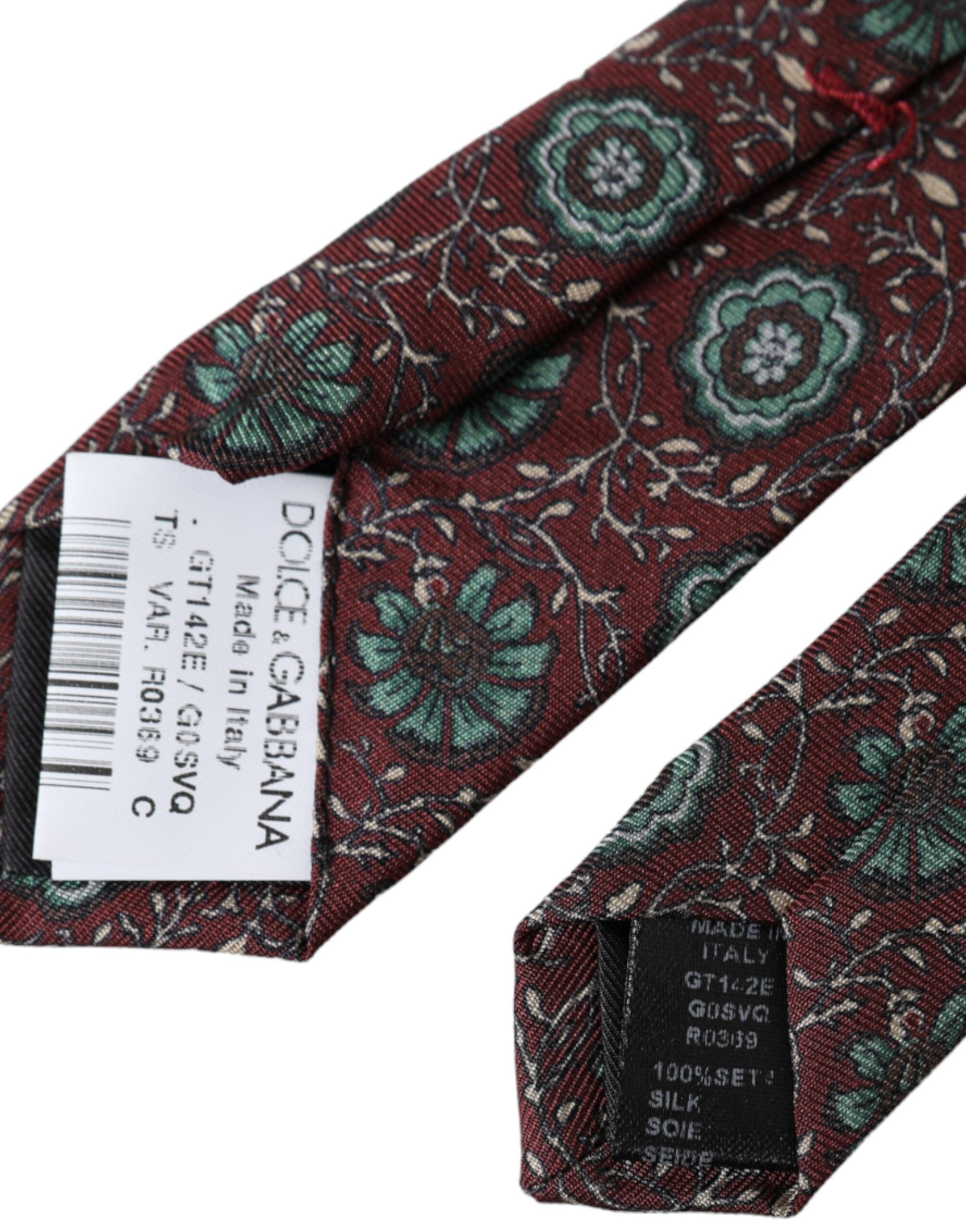 Ανδρική γραβάτα Dolce & Gabbana Maroon Floral 100% μεταξωτή ρυθμιζόμενη