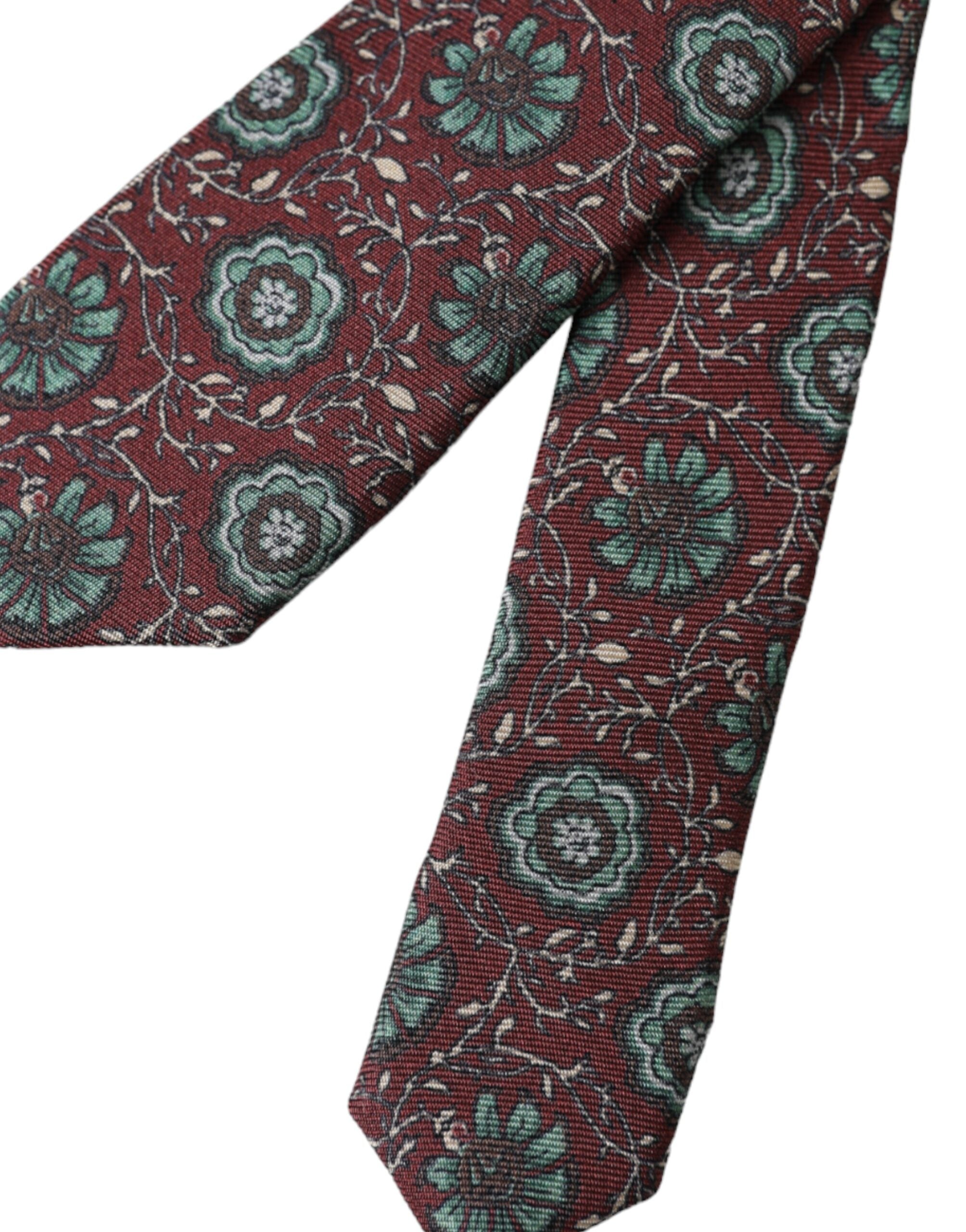 Ανδρική γραβάτα Dolce & Gabbana Maroon Floral 100% μεταξωτή ρυθμιζόμενη