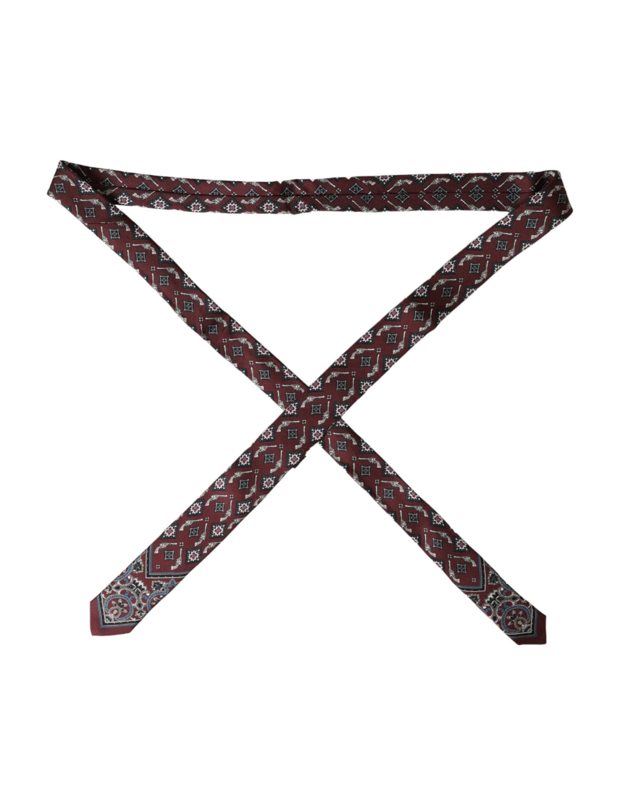 Ανδρική γραβάτα Dolce & Gabbana Bordeaux με στάμπα 100% μεταξωτή ρυθμιζόμενη