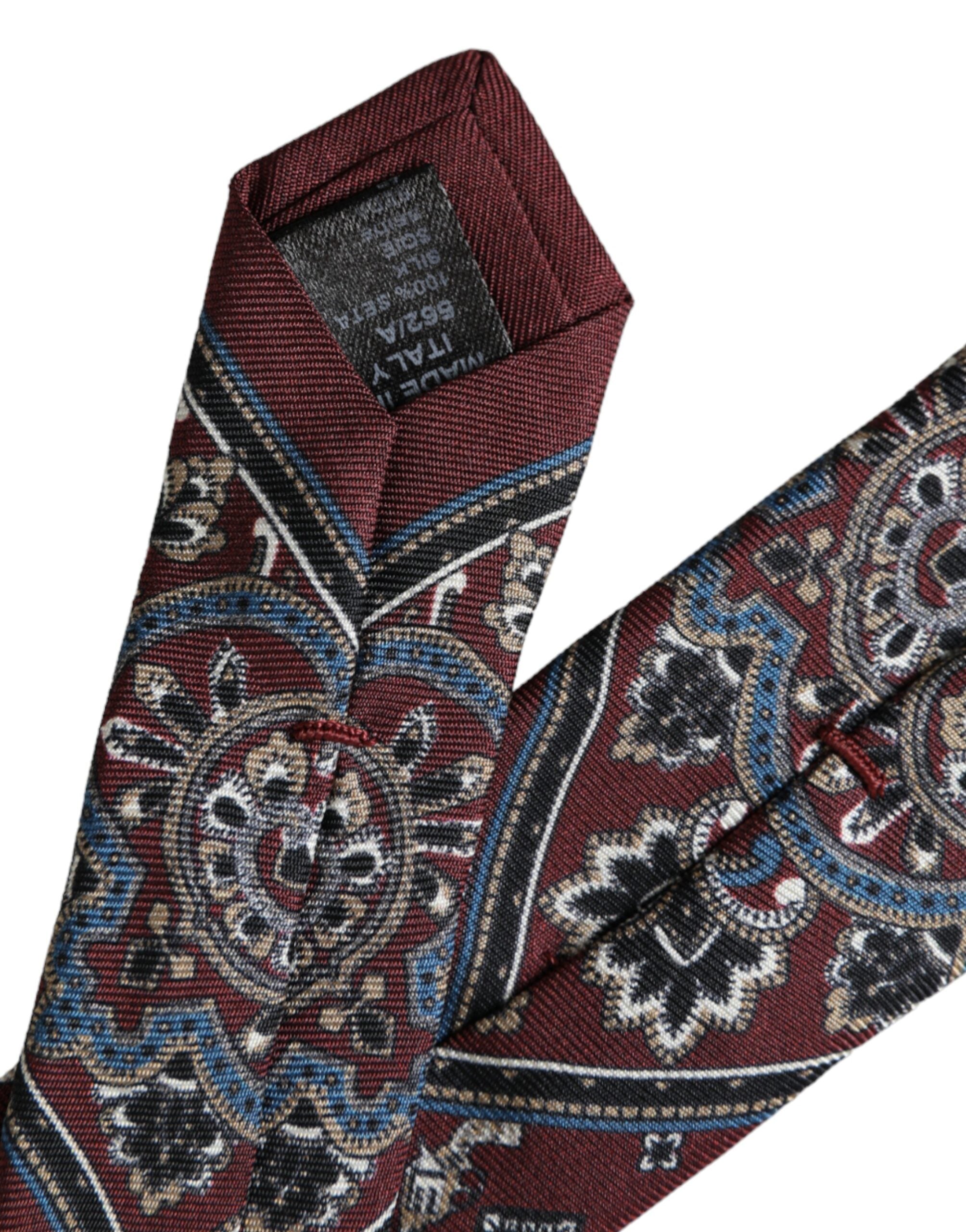 Ανδρική γραβάτα Dolce & Gabbana Bordeaux με στάμπα 100% μεταξωτή ρυθμιζόμενη