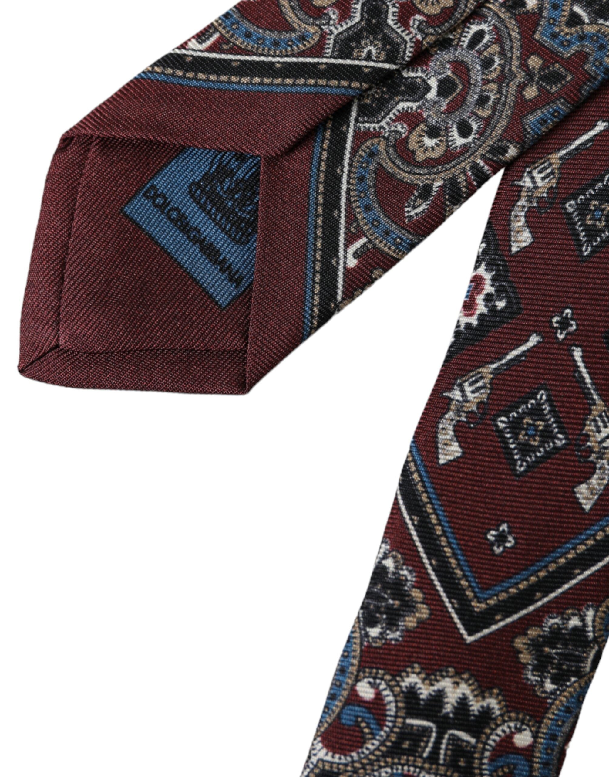 Ανδρική γραβάτα Dolce & Gabbana Bordeaux με στάμπα 100% μεταξωτή ρυθμιζόμενη
