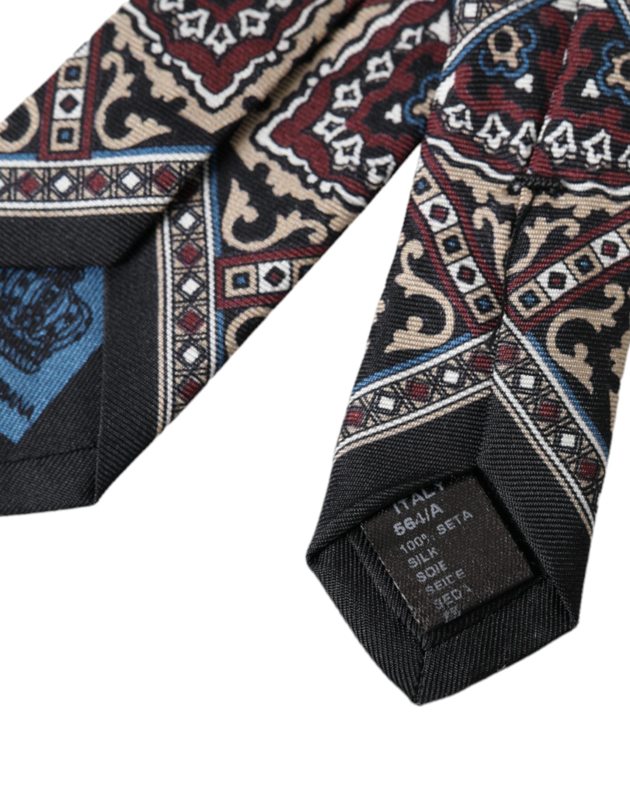 Ανδρική γραβάτα Dolce & Gabbana Μαύρη εμπριμέ 100% μεταξωτή ρυθμιζόμενη